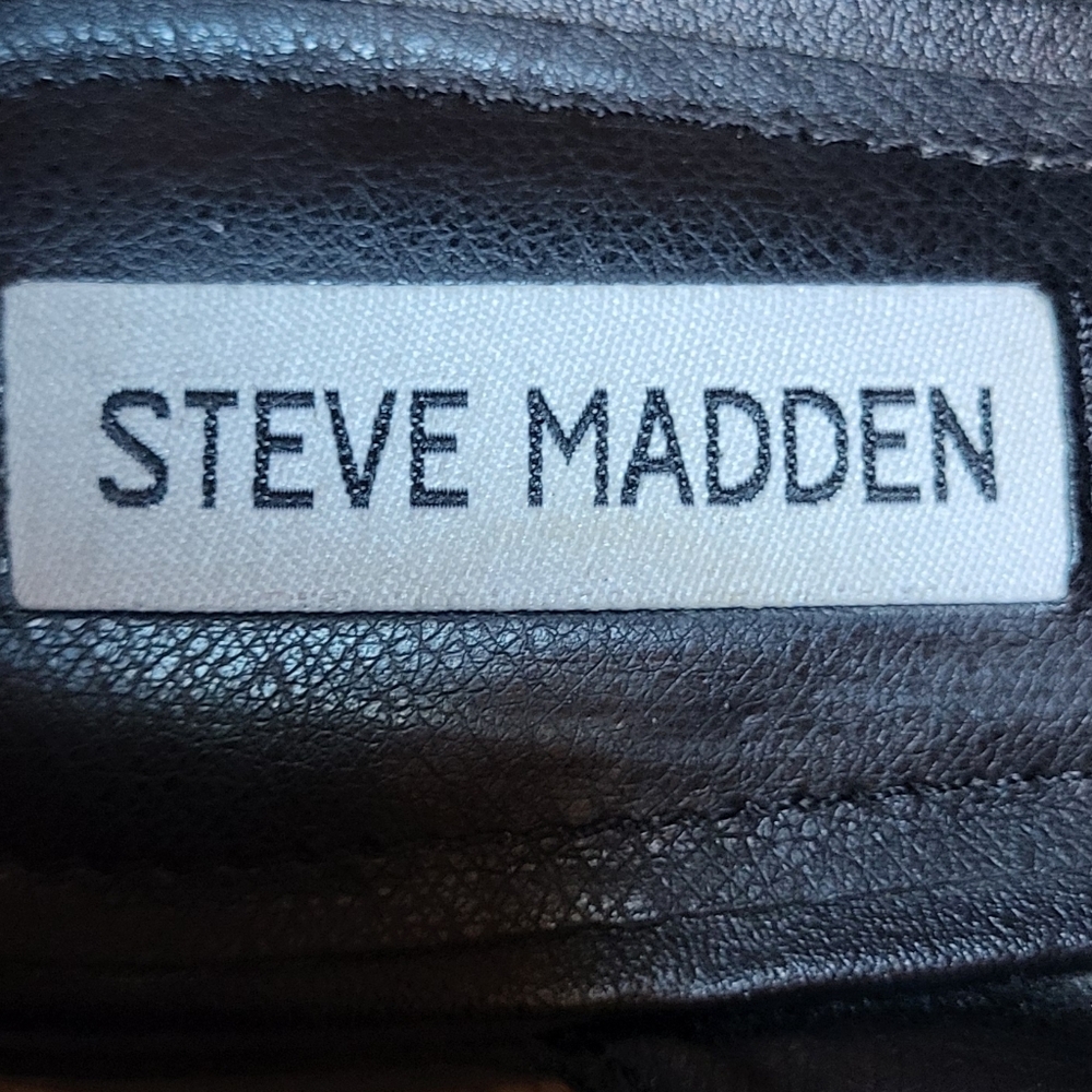 Steve Madden Black Leather Cassady Loafer Mules w/ Gold Chain - Size 9M - Picture 5 of 7
